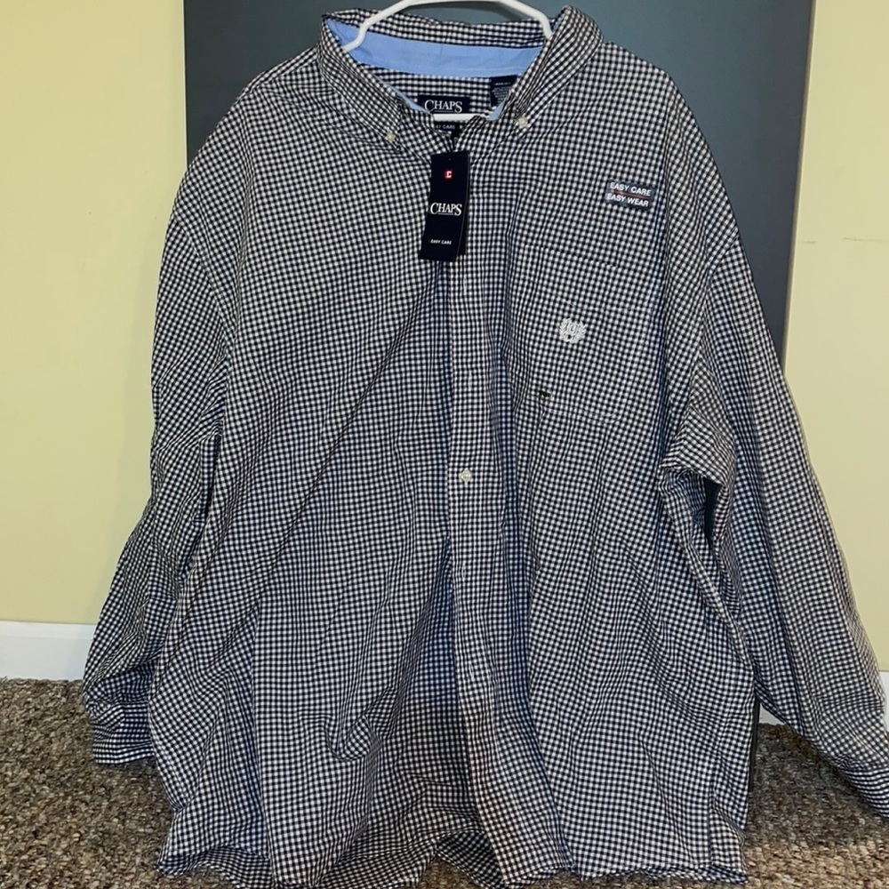 Mens New Chaps Easy Care Dress Up Long Sleeve Shirt